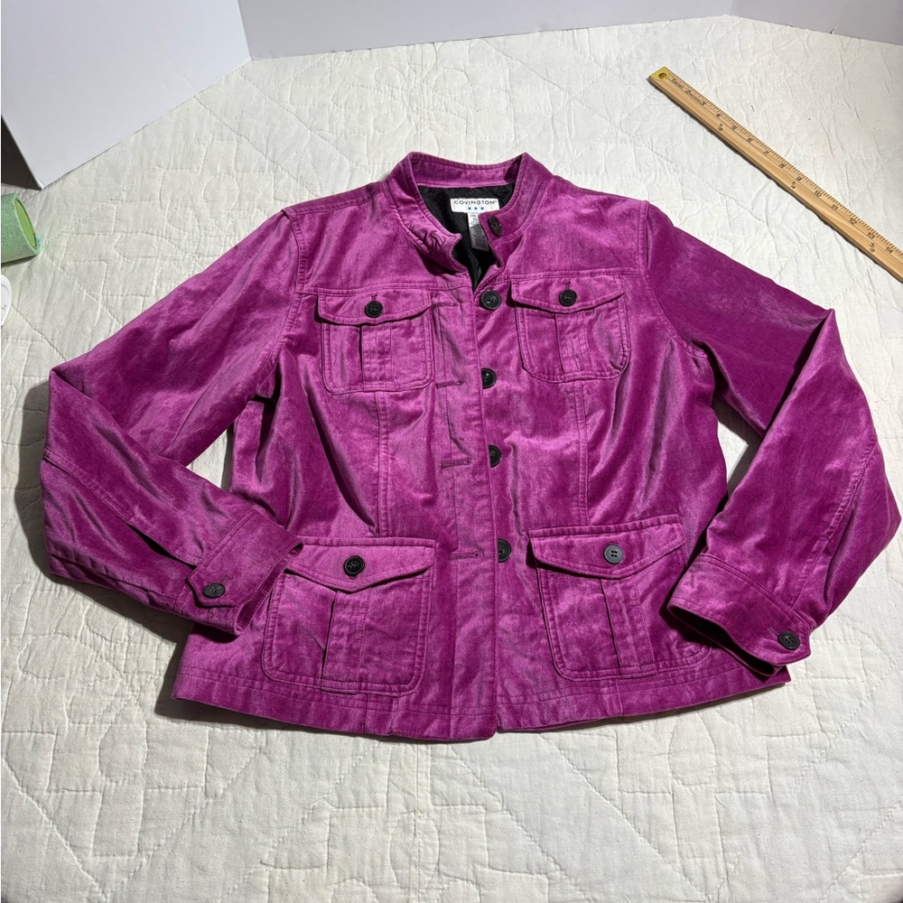 Covington Fuchsia Velvet Utility Jacket